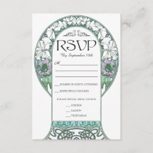Cartes RSVP de mariage Art Nouveau colorées (Set #