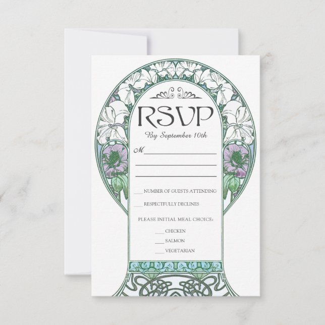 Cartes RSVP de mariage Art Nouveau colorées (Set # (Devant)