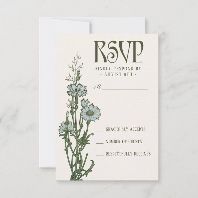 Cartes RSVP de mariage | Art Nouveau Floral (Devant)