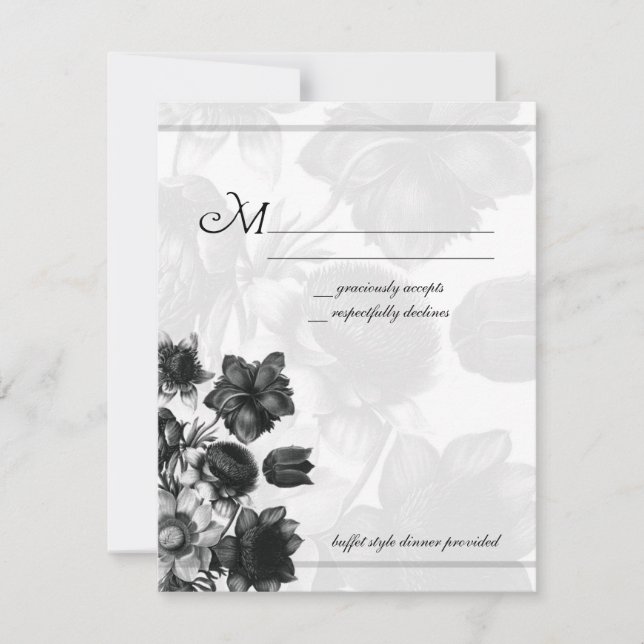 Cartes RSVP de mariage aux fleurs élégantes (Devant)