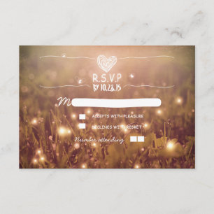 Cartes RSVP de mariage aux lucioles romantiques