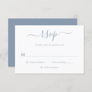 Cartes RSVP de mariage bleu Dusty moderne