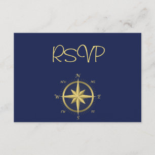 Cartes RSVP de mariage bleu marine