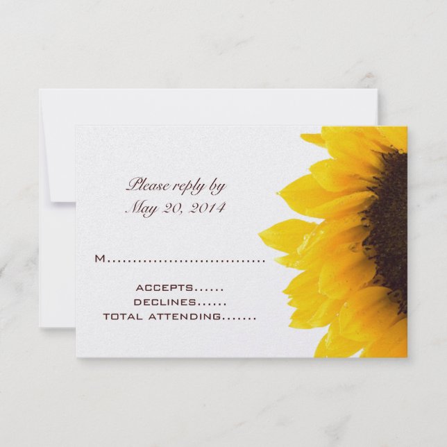 Cartes RSVP de mariage Brown de tournesol jaune (Devant)