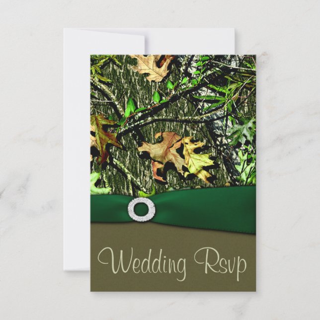 Cartes RSVP de Mariage Camo Chasse Vert Chasseur (Devant)