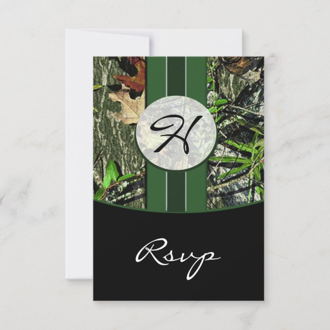Cartes RSVP de Mariage Camo Chasse Vert Chasseur (Devant)