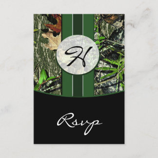 Cartes RSVP de Mariage Camo Monogramme Chasseur Ve