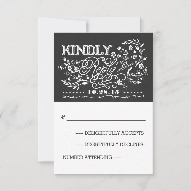 cartes RSVP de mariage Chalkboard (Devant)