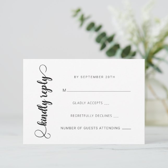 Cartes RSVP de mariage classique moderne (Debout devant)