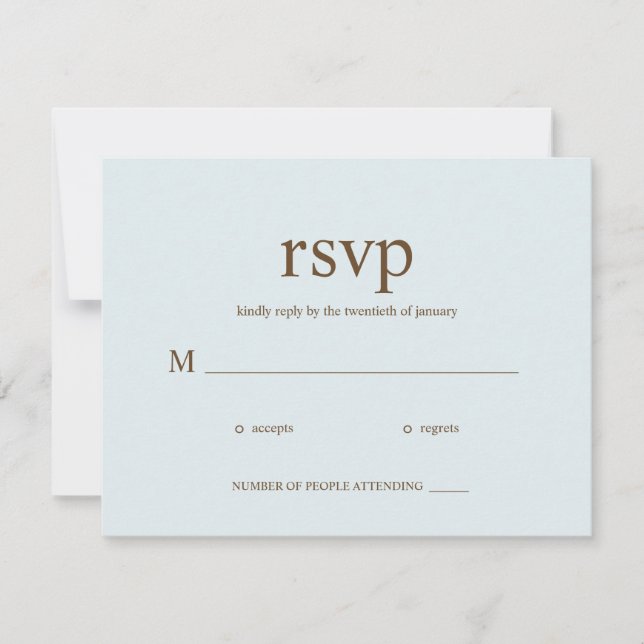 Cartes RSVP de mariage contemporaines - Bleu (Devant)