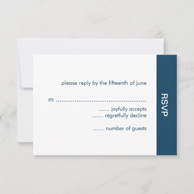 Cartes RSVP de mariage couleur en gras - Marine (Devant)