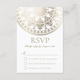 Cartes RSVP de mariage couleur personnalisées Gold