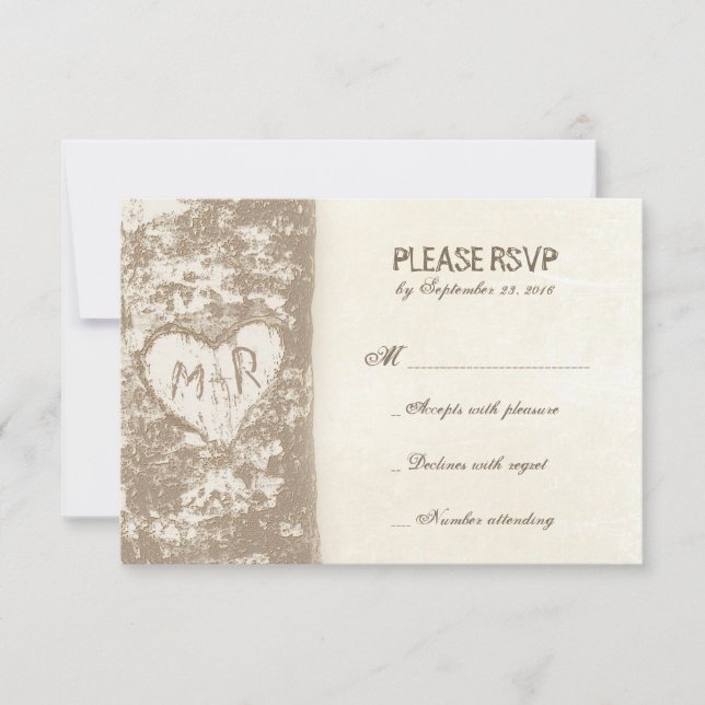 Cartes RSVP de mariage dans l'arbre d'amour (Devant)