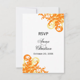 Cartes RSVP de mariage d'automne orange et jaune