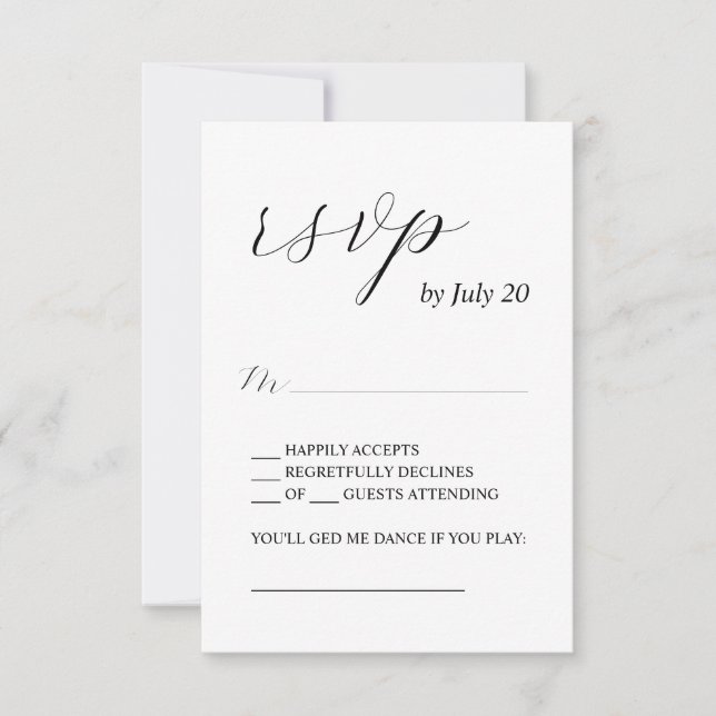 Cartes rsvp de mariage de calligraphie simple (Devant)