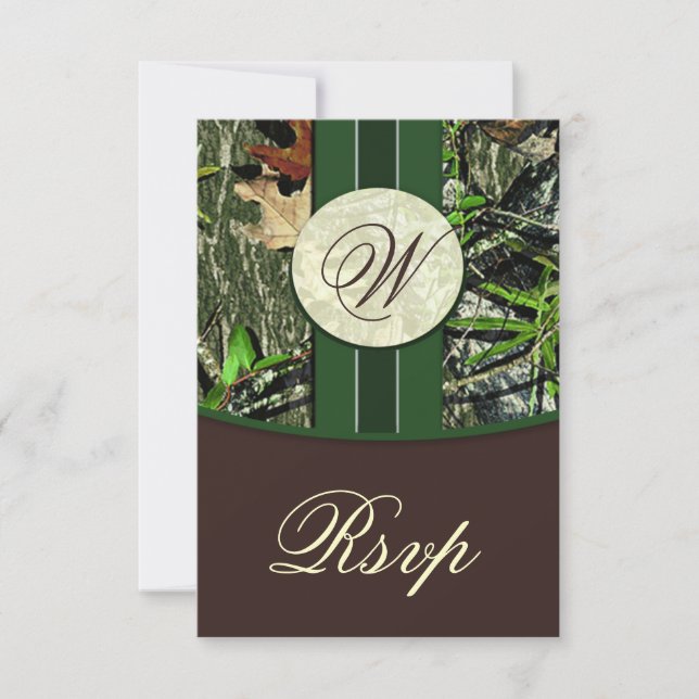 Cartes RSVP de Mariage de Camo de Chasse Monogramm (Devant)