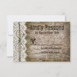 Cartes RSVP de Mariage de Camo Rustique