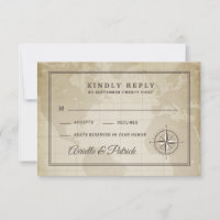 Cartes RSVP de mariage de compas nautiques du mond