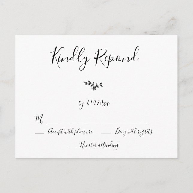 Cartes RSVP de mariage de couronne moderne (Devant)