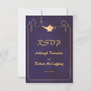 Cartes RSVP de Mariage de Lampe Magique Arabe