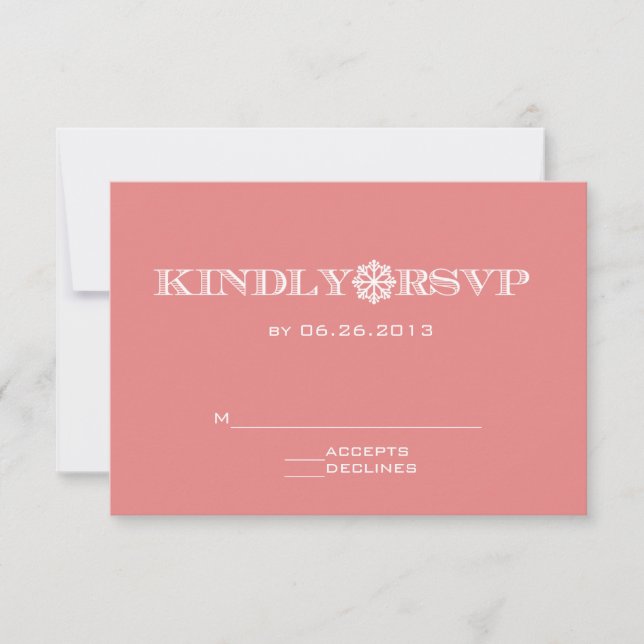 Cartes RSVP de Mariage de Mariage de Flocon de Nei (Devant)