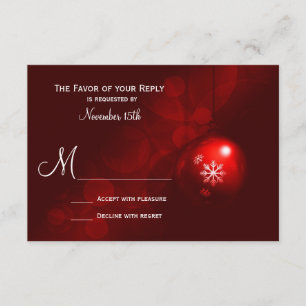 Cartes RSVP de mariage de Noël rouge