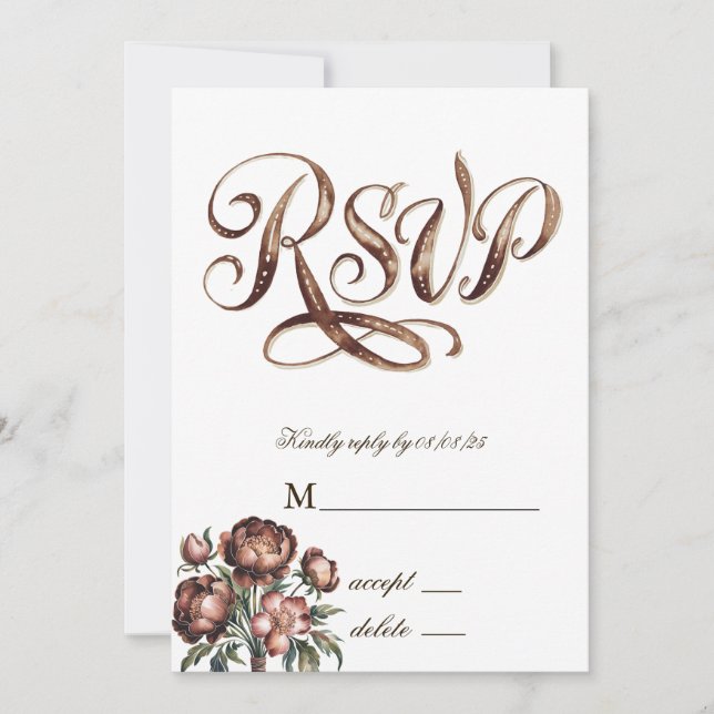 Cartes RSVP de Mariage de Peine Brown Mocha (Devant)