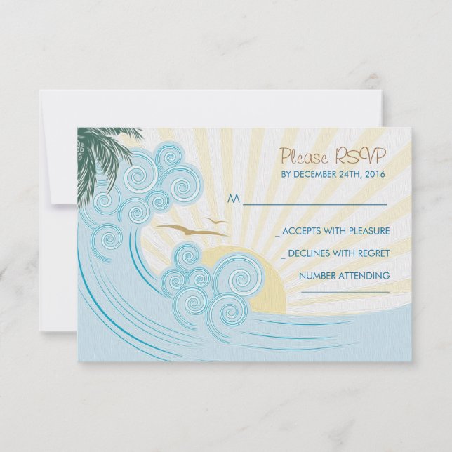 Cartes RSVP de mariage de plage (Devant)