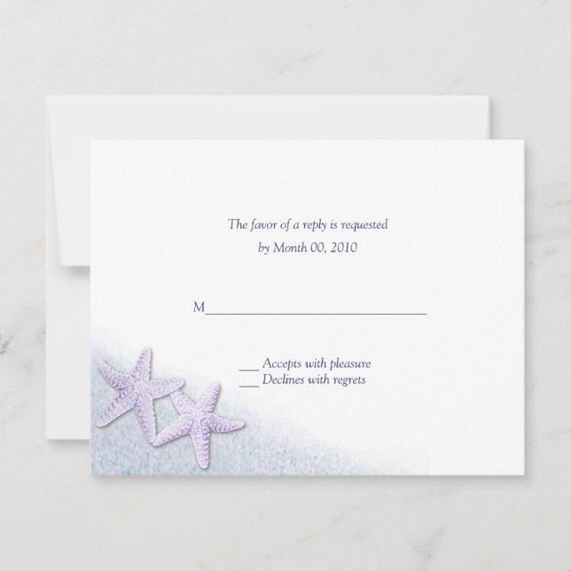 Cartes RSVP de Mariage de Plage de Starfish violet (Devant)