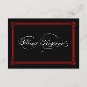 Cartes RSVP de mariage de style Poster rouge et no