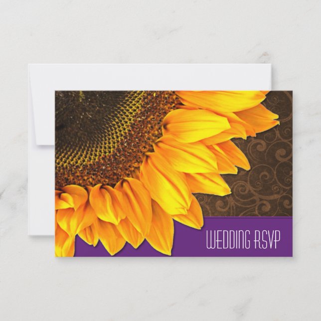 Cartes RSVP de Mariage de Tournesol Brown (Devant)