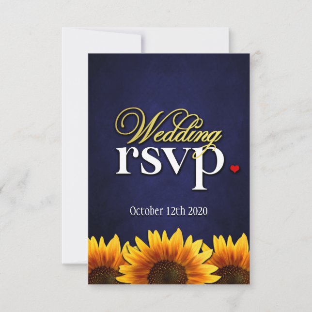 Cartes RSVP de mariage de tournesol en tableau ble (Devant)
