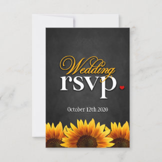 Cartes RSVP de mariage de tournesol en tableau noi