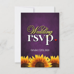 Cartes RSVP de Mariage de Tournesol en tableau vio