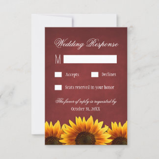 Cartes RSVP de Mariage de Tournesol Rouge