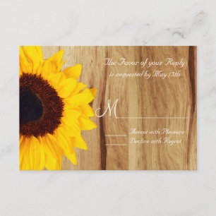 Cartes RSVP de mariage de tournesol rustique