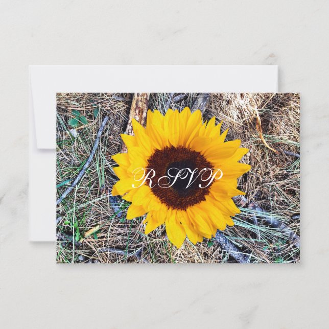 Cartes RSVP de mariage de tournesol rustique (Devant)