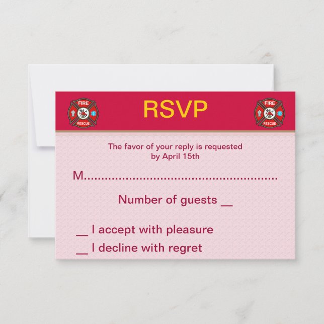 Cartes RSVP de mariage d'EMT de secours-incendie (Devant)