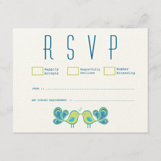 Cartes RSVP de mariage des Inséparables Peacock mo