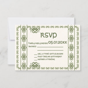 Cartes RSVP de mariage des noeuds celtiques verts