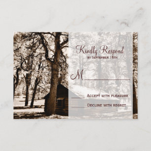 Cartes RSVP de mariage des pins Cabines rustiques