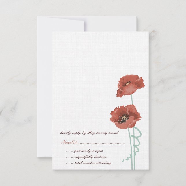 Cartes RSVP de mariage des pivoines rouges (Devant)