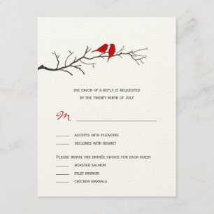 Cartes RSVP de mariage des silhouettes - Rouge -
