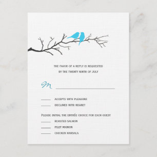 Cartes RSVP de mariage des silhouettes - Turquoise
