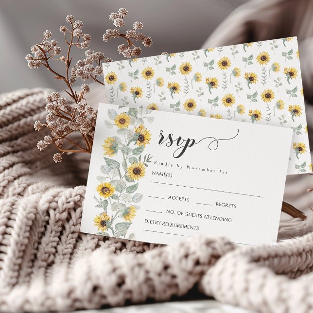 Cartes RSVP de mariage des tournesols Fleur sauvag (Créateur téléchargé)