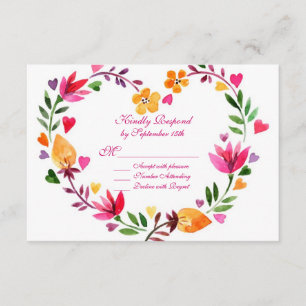 Cartes RSVP de Mariage du Coeur Floral moderne