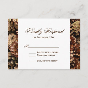 Cartes RSVP de mariage du pin rustique