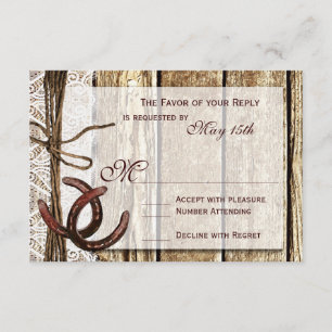 Cartes RSVP de Mariage en Bois Rustique Country Ho