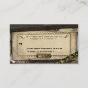Cartes RSVP de mariage en cuir de Steampunk victor