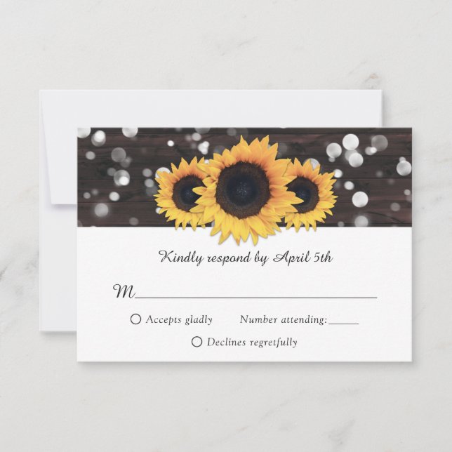 Cartes RSVP de mariage en dentelle de tournesol ru (Devant)